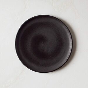 (2) CB2 Dolce Black Terra Cotta Semi-Matte 8" Salad Plates Crate Barrel Modern
